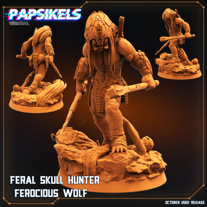 FERAL SKULL HUNTER FEROCIOUS WOLF resinarmies.com 3dprint papsikels