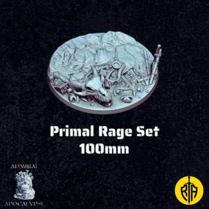 Primal Rage Set - 100mm baseAdmiral_Apocalipse_bases_resinarmies.com_3dprinted_miniatures_store_resin_mini