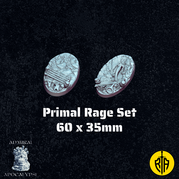 Primal Rage Set - X2 60X35mm basesAdmiral_Apocalipse_bases_resinarmies.com_3dprinted_miniatures_store_resin_mini