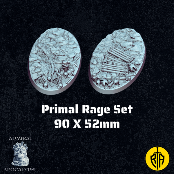 Primal Rage Set - X2 90x52mm basesAdmiral_Apocalipse_bases_resinarmies.com_3dprinted_miniatures_store_resin_mini