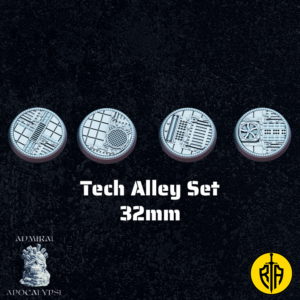 Tech Alley Set - X4 32mm basesAdmiral_Apocalipse_bases_resinarmies.com_3dprinted_miniatures_store_resin_mini