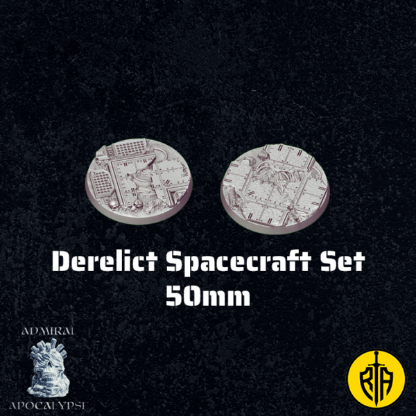 Derelict Spacecraft Set - X2 50mm basesAdmiral_Apocalipse_bases_resinarmies.com_3dprinted_miniatures_store_resin_mini