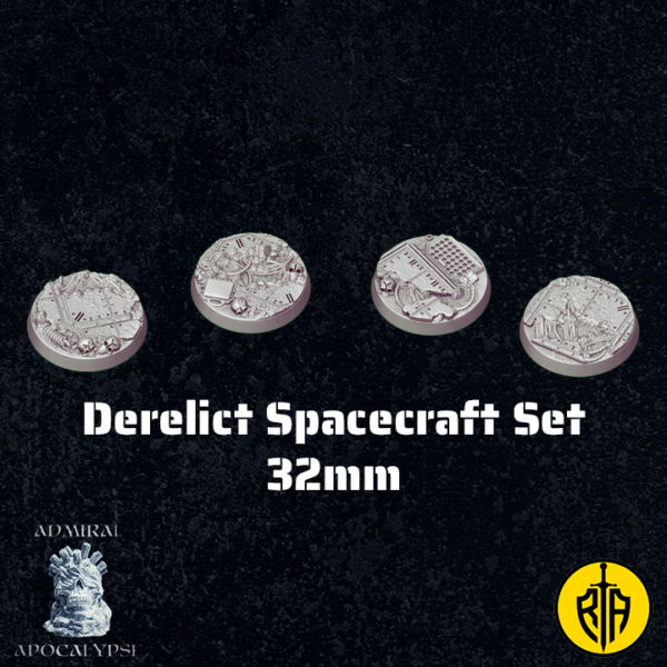 Derelict Spacecraft Set - X4 32mm basesAdmiral_Apocalipse_bases_resinarmies.com_3dprinted_miniatures_store_resin_mini
