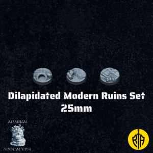 Dilapidated Modern Ruins Set - 25mm baseAdmiral_Apocalipse_bases_resinarmies.com_3dprinted_miniatures_store_resin_mini