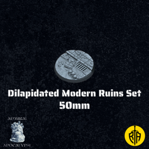 Dilapidated Modern Ruins Set - 50mm baseAdmiral_Apocalipse_bases_resinarmies.com_3dprinted_miniatures_store_resin_mini