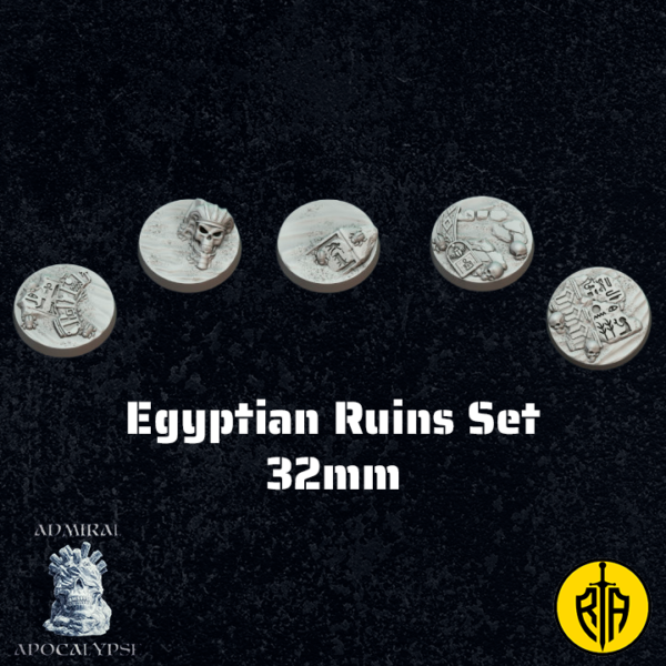 Egyptian Ruins Set - 32mm baseAdmiral_Apocalipse_bases_resinarmies.com_3dprinted_miniatures_store_resin_mini