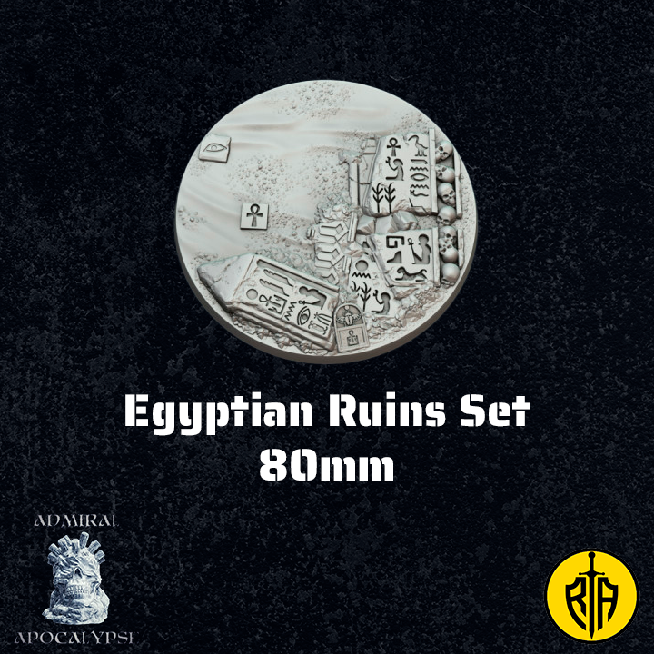 Egyptian Ruins Set - 80mm baseAdmiral_Apocalipse_bases_resinarmies.com_3dprinted_miniatures_store_resin_mini