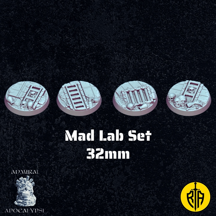 Mad Lab Set - 32mm baseAdmiral_Apocalipse_bases_resinarmies.com_3dprinted_miniatures_store_resin_mini