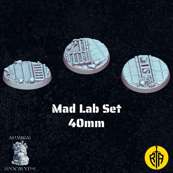 Mad Lab Set - 40mm baseAdmiral_Apocalipse_bases_resinarmies.com_3dprinted_miniatures_store_resin_mini