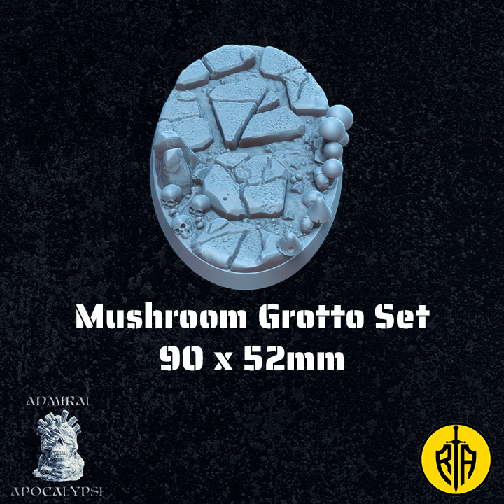 Mushroom Grotto Set - 90x52mm baseAdmiral_Apocalipse_bases_resinarmies.com_3dprinted_miniatures_store_resin_mini