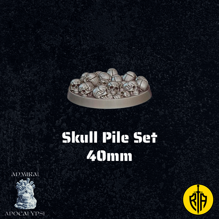 Skull Pile Set - 40mm baseAdmiral_Apocalipse_bases_resinarmies.com_3dprinted_miniatures_store_resin_mini