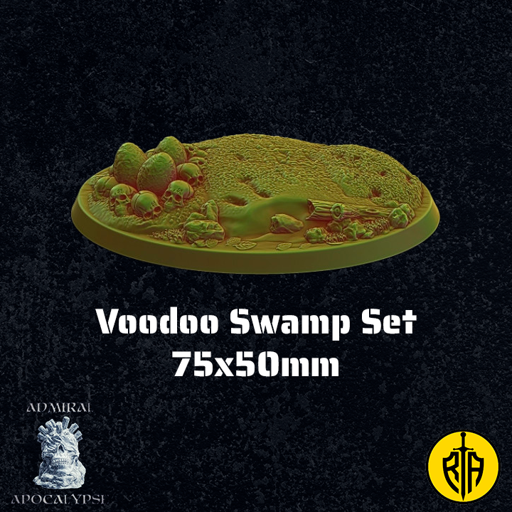 Swamp Set - 75x50mm baseAdmiral_Apocalipse_bases_resinarmies.com_3dprinted_miniatures_store_resin_mini