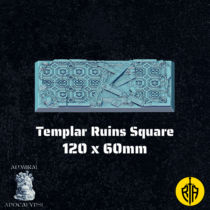 Templar Ruins Square - 120x60mmAdmiral_Apocalipse_bases_resinarmies.com_3dprinted_miniatures_store_resin_mini