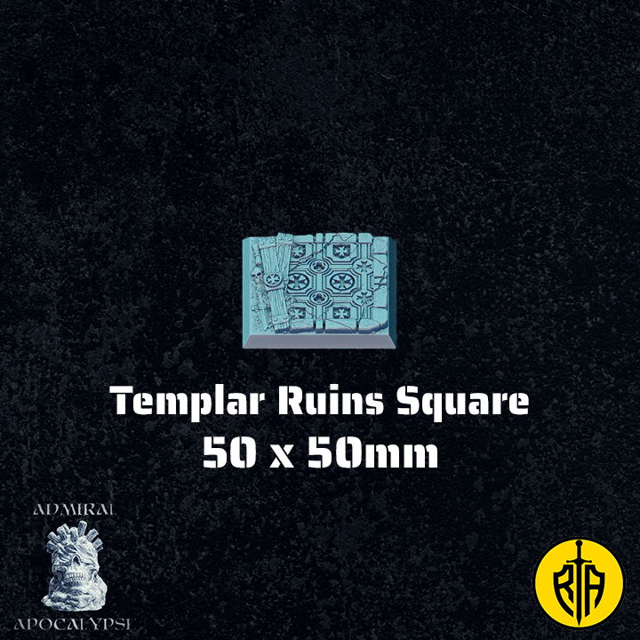 Templar Ruins Square - 50x50mmAdmiral_Apocalipse_bases_resinarmies.com_3dprinted_miniatures_store_resin_mini