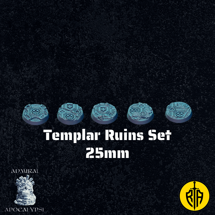 Templat Ruins Set - 25mm baseAdmiral_Apocalipse_bases_resinarmies.com_3dprinted_miniatures_store_resin_mini