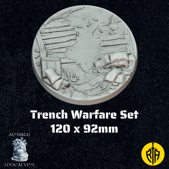 Trench Warfare Set - 120x92mm baseAdmiral_Apocalipse_bases_resinarmies.com_3dprinted_miniatures_store_resin_mini