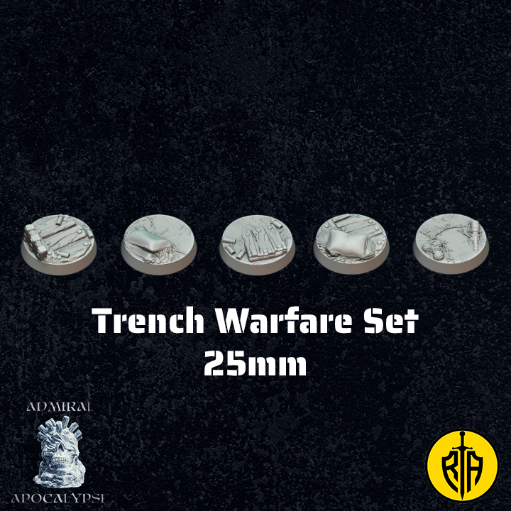 Trench Warfare Set - 25mm baseAdmiral_Apocalipse_bases_resinarmies.com_3dprinted_miniatures_store_resin_mini