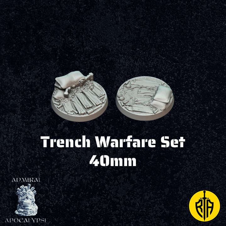 Trench Warfare Set - 40mm baseAdmiral_Apocalipse_bases_resinarmies.com_3dprinted_miniatures_store_resin_mini