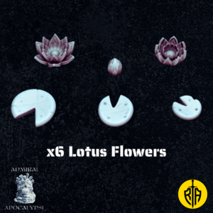 x6 Lotus FlowersAdmiral_Apocalipse_bases_resinarmies.com_3dprinted_miniatures_store_resin_mini