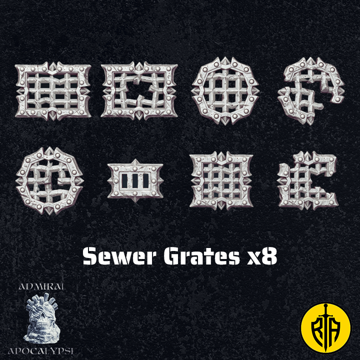 sewer grates x8_Admiral_Apocalypse_resinarmies.com_3dprinted_miniatures_store_resin_minis