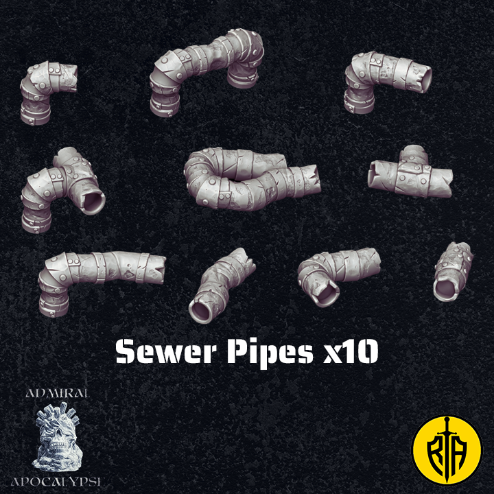 sewer pipes x10_Admiral_Apocalypse_resinarmies.com_3dprinted_miniatures_store_resin_minis