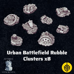 Urban Battlefield Rubble Clusters_x8_Admiral_Apocalypse_resinarmies.com_3dprinted_miniatures_store_resin_minis